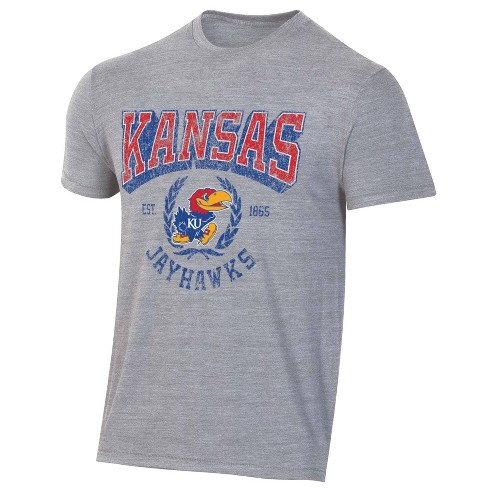 Kansas Jayhawks Vault 1912 Oval Wheat Triblend Tee - Ash Grey