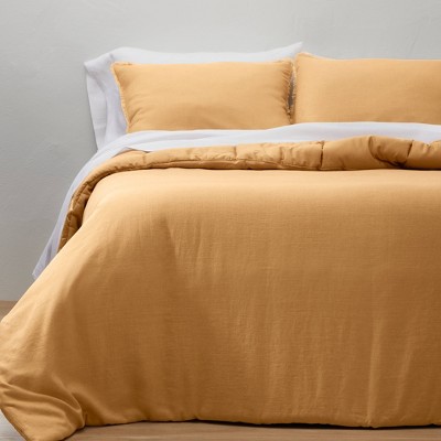 Full/Queen Heavyweight Linen Blend Comforter & Sham Set Honey - Casaluna™
