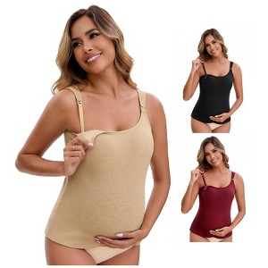INSPIRE CHIC Women's 3 Packs Maternity Thermal Tank Tops with Built-In Bra with Adjustable Straps - 1 of 4