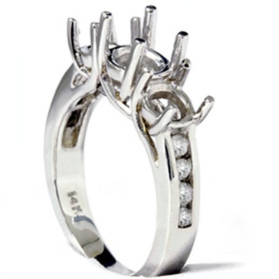 Pompeii3 Three Stone Past Present Future Diamond Ring Mount 14K