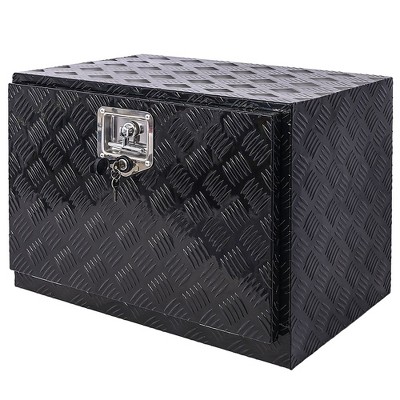 24 Inch Storage Tool Box Aluminum 5 Bar Tread RV Tools Organizer Trailer Pickup Underbody RV ATV Storage Box With Lock 2 Keys For Truck Car