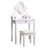 FURNIinspire Vanity Tables Modern Dressing Table Makeup Vanity Desk Set with Stool, Large Drawer Storage for Bedroom, White, 30"*15.75"*52.5" - 2 of 4
