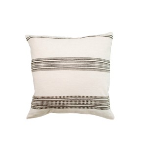 Slickblue 18 Inch Cotton Throw Pillow, Handwoven Cover with Insert, Classic Stripe Style, Square Cushion, Color Options - 1 of 4