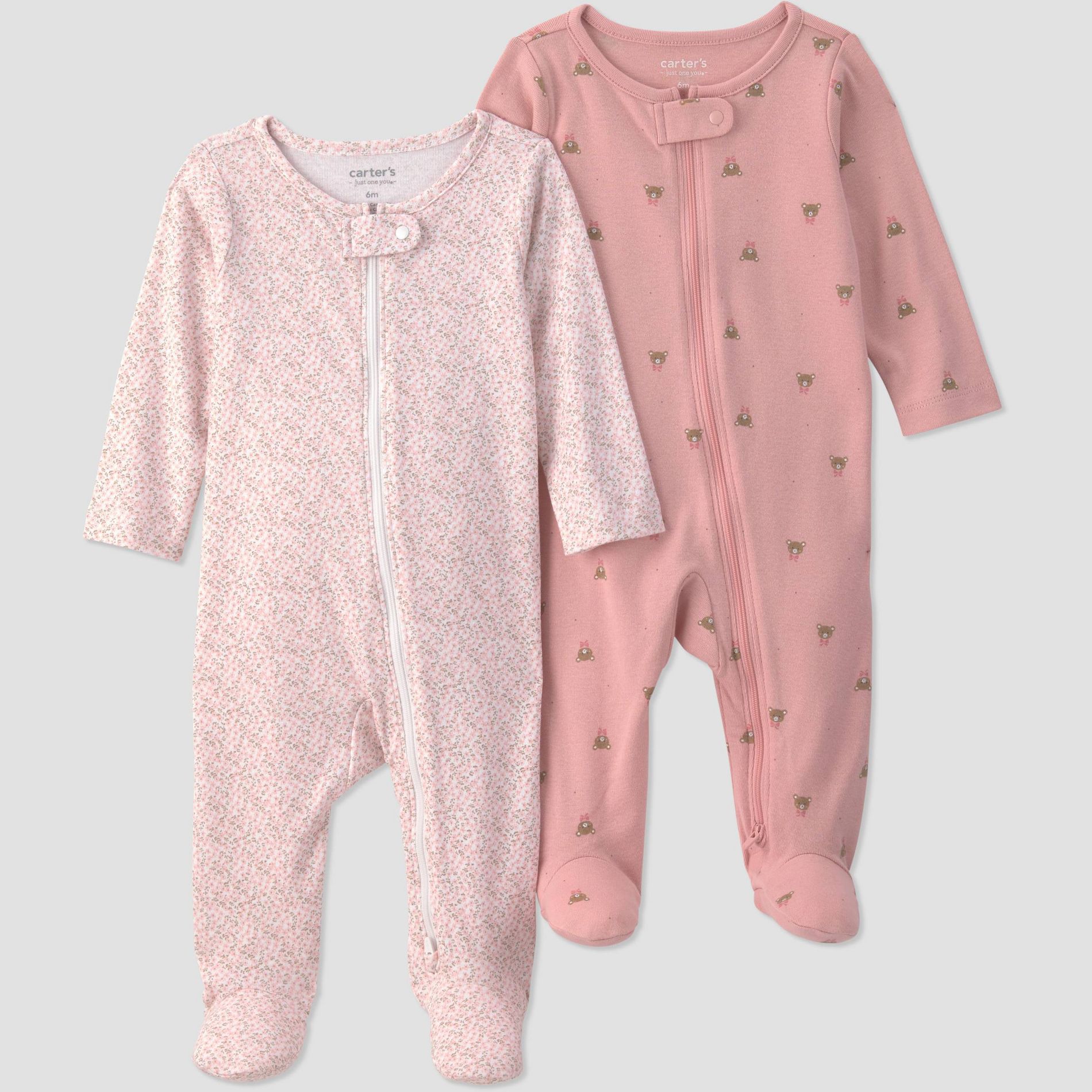 Carter's Just One You® Baby Girls' 2pk bears Long Sleeve Sleep N Plays - Pink 3M