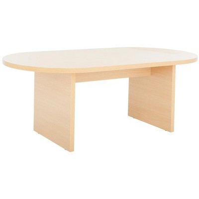 Natural Wood Oval Coffee Table with Minimalist Metal Legs
