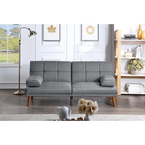 DOMETOUR Blue Grey Polyfiber Adjustable Tufted Sofa Living Room Solid wood Legs Comfort Couch - 1 of 4