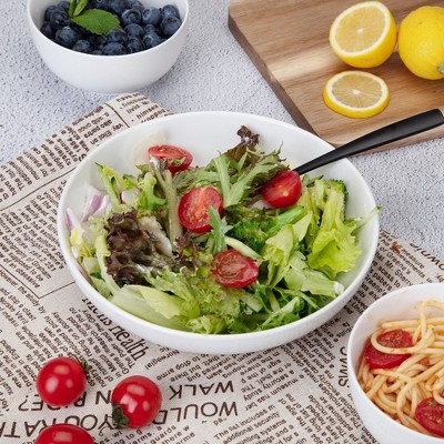 White Ceramic 22 Ounce Pasta and Salad Bowls Set of 6