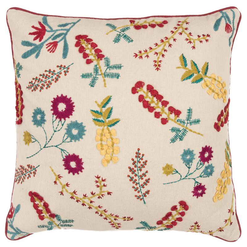 20&#34;x20&#34; Oversize Floral Square Throw Pillow Cover Beige - Rizzy Home, 1 of 7