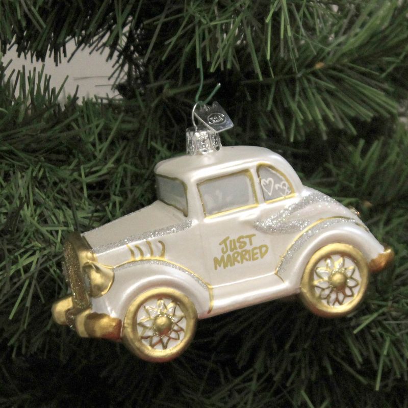 Noble Gems 2.75 In Wedding Car Ornament Just Married Love Tree Ornaments, 2 of 4