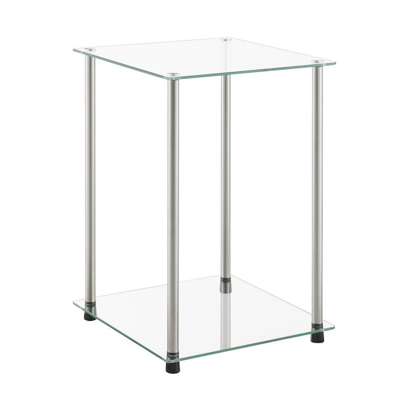 Breighton Home Designs2Go Classic Glass 2 Tier Square End Table Glass/Chrome, 1 of 6