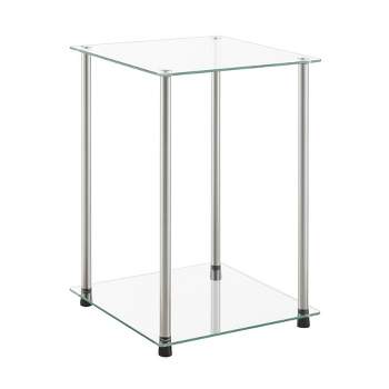 Breighton Home Designs2Go Classic Glass 2 Tier Square End Table Glass/Chrome