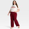 Women's Plaid Microfleece Holiday Matching Family Pajama Pants - Wondershop™ Red/Black - 3 of 4