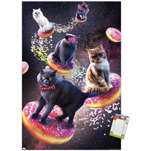 Trends International James Booker - Galaxy Space Cats Riding Donuts Unframed Wall Poster Prints - 1 of 4