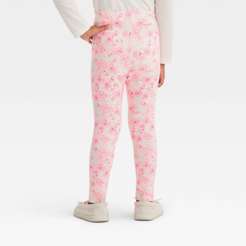 Toddler Girls' Valentine's Day Floral Fashion Leggings - Cat & Jack™ Cream, 3 of 5