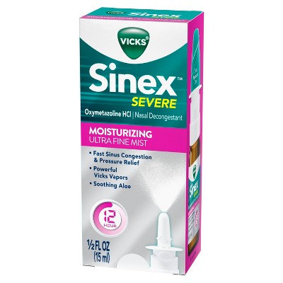 Vicks Sinex Severe 12 Hour Nasal Decongestant Moisturizing Ultra Fine Mist - 0.5 fl oz