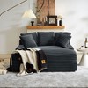 Dolonm Modern Double Sleeper Sofa Comfortable Cloud Couch Soft Fluffy Corduroy Upholstery with Square Armrests - 3 of 4