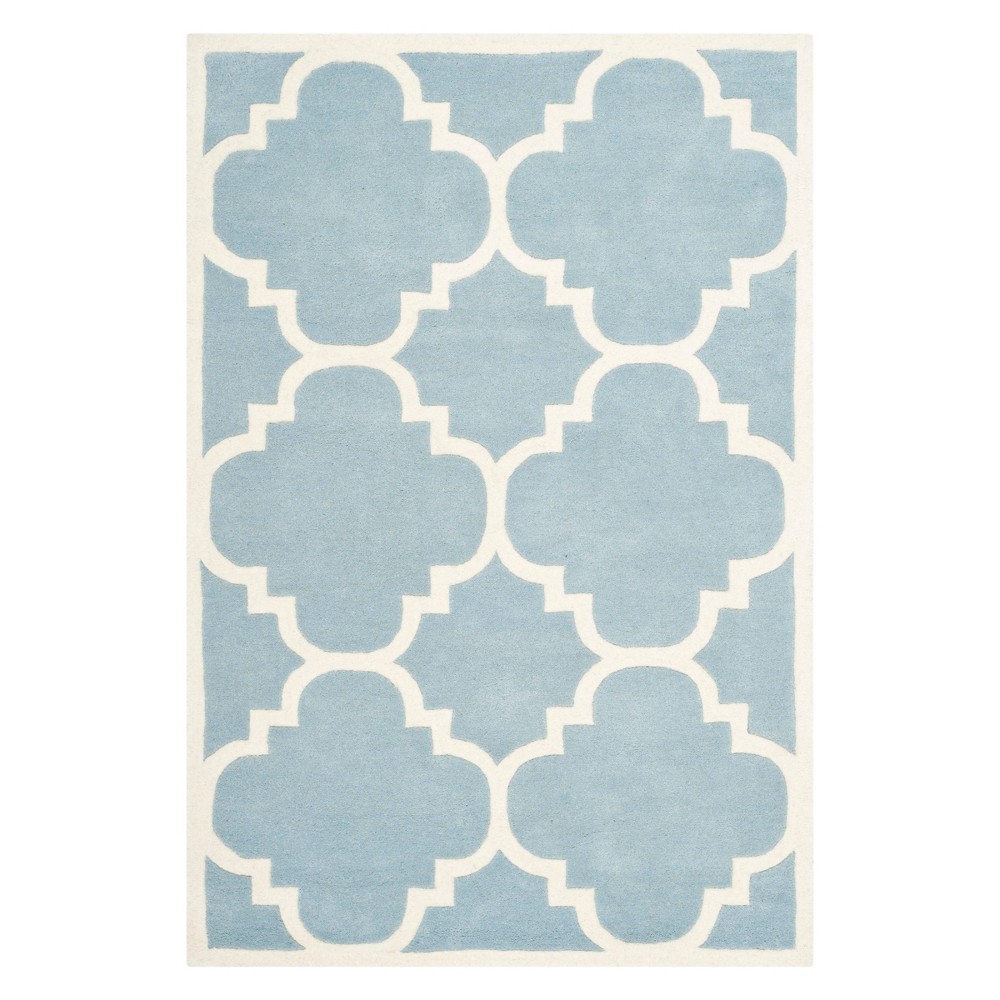 3'x5' Penny Quatrefoil Design Tufted Accent Rug Blue/Ivory - Safavieh