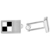 Pompeii3 Men's Stainless Steel Checkered Black And White Polished 11mm Cufflink - 2 of 3
