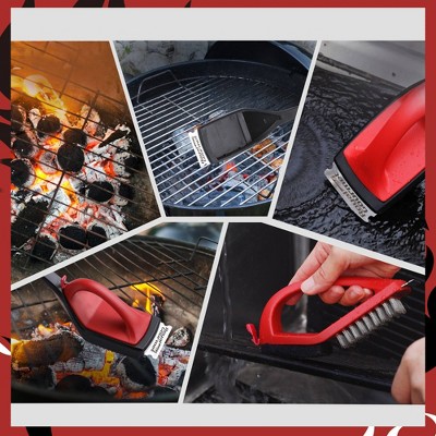Royal Gourmet Red and Black Grill Cleaning Brush Set with Scraper