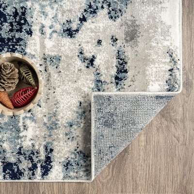 Ivory and Gray Abstract Rectangular Area Rug