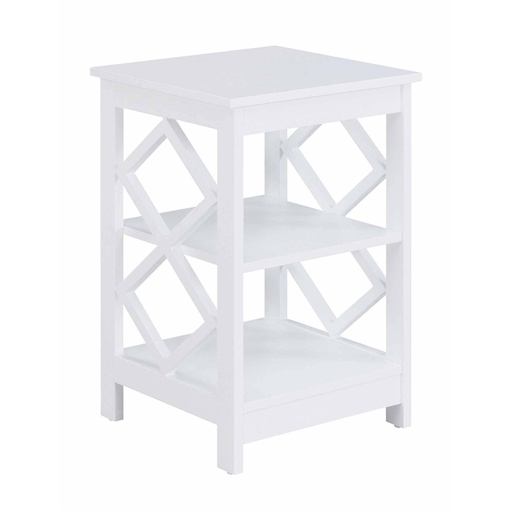 Diamond End Table White - Breighton Home: 3-Tier, Mid-Century Modern, Rectangle Shape
