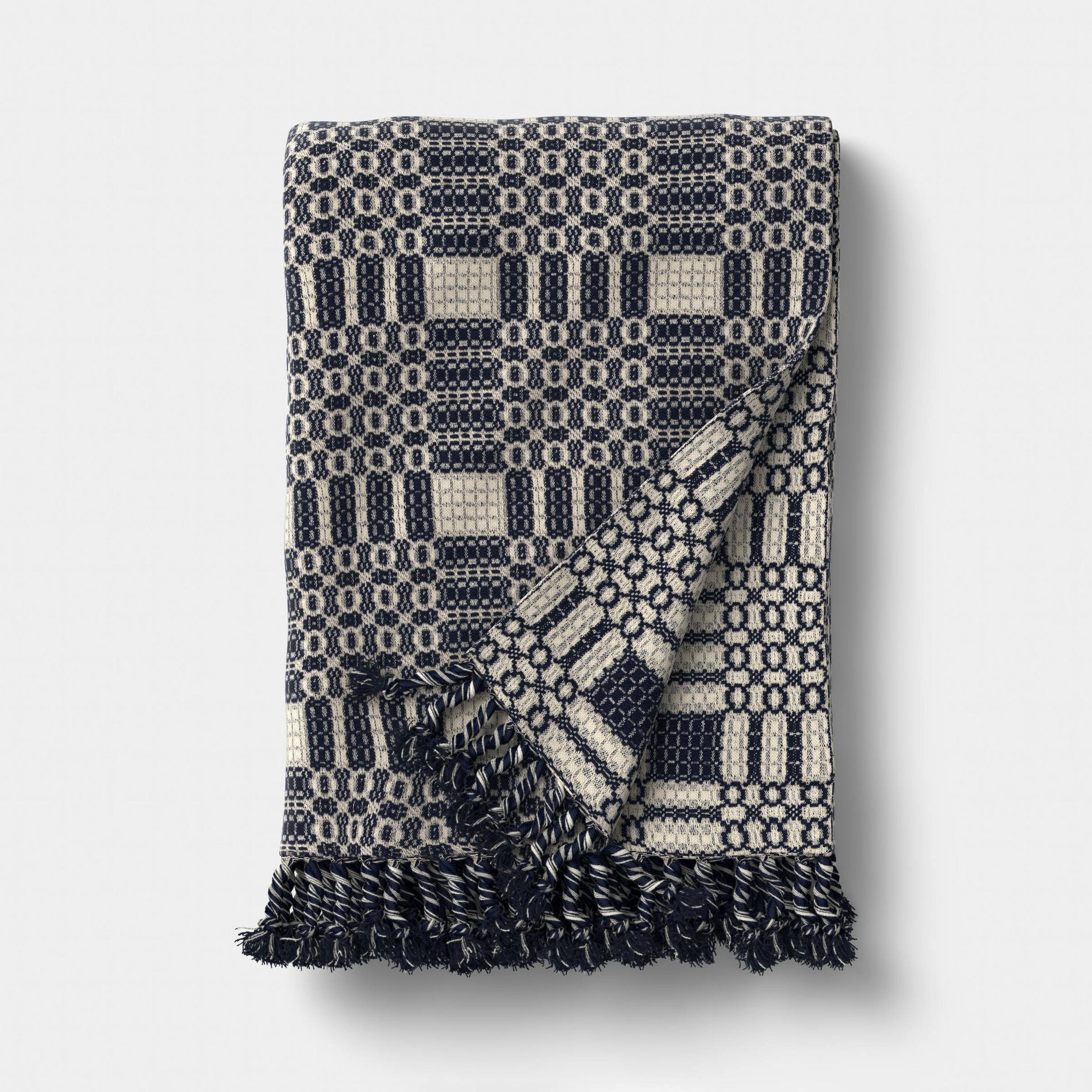 Geo Woven Throw with Tassel Fringe Throw Blanket Blue/Neutral - Threshold™