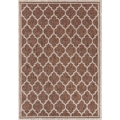 Espresso Taupe Trellis 5' x 8' Synthetic Indoor/Outdoor Rug