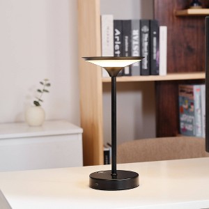 Globe Electric 12" Black 1.5W LED Integrated Outdoor (Includes LED Light Bulb) Table Lamp with Frosted Diffuser Novogratz x Globe: Iron Body - 1 of 4
