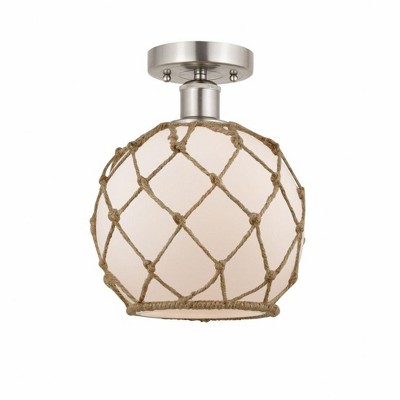 Farmhouse Rope - 1 Light Semi-Flush Mount In Industrial Style-10.75 Inches Tall and 8 Inches Wide