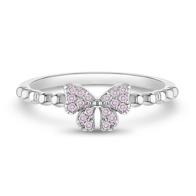 Girl's CZ Bow Sterling Silver Ring - In Season Jewelry