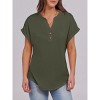 Women's Short Sleeve Henley Top V Neck Loose Fit Flowy Blouse Summer Casual Dressy Shirts Dressy Clothes - 2 of 4