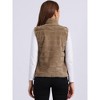 INSPIRE CHIC Women's Stand Collar Fully Lined Sleeveless Faux Fur Fluffy Zip Vest - 3 of 4