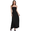 Women Strapless Floral Print Bohemian Boho Maxi Dress Casual Off Shoulder Beach Party Dress with Pockets - 4 of 4