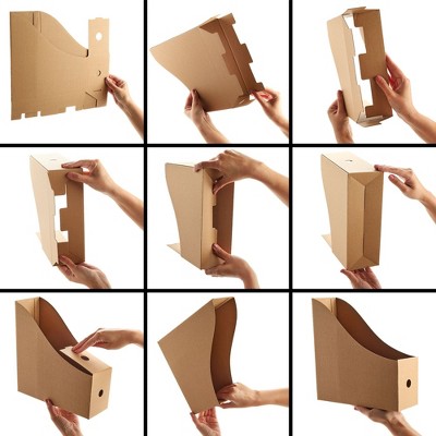 Kraft Paper Cardboard Magazine File Holders with Labels, 8-Pack