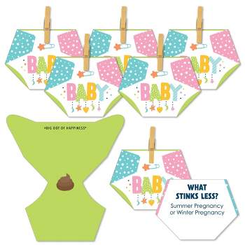 Big Dot of Happiness Colorful Baby Shower - Baby Shower Conversation Starter - 2-in-1 Dirty Diaper Game - Set of 24