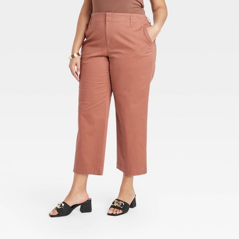 Women's High-rise Straight Ankle Chino Pants - A New Day™ Brown 18