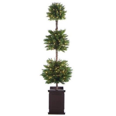 Allstate Floral 6' Prelit Artificial Christmas Topiary Tree Potted Triple Ball - Clear Lights