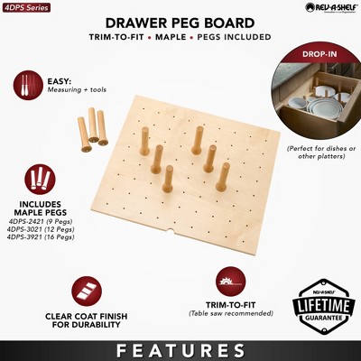 Natural Maple Adjustable Pegboard Drawer Organizer, 24.25"W x 21.25"D