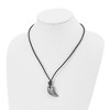 Black Bow Jewelry Black Plated Stainless Steel & Leather Brushed Claw Necklace, 20 Inch - 3 of 4