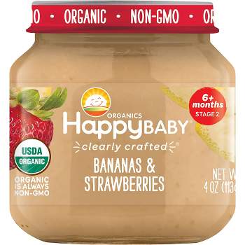 HappyBaby Banana & Strawberries Baby Food - 4oz
