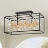 Possini Euro Design Carrine 38 1/2" Modern Semi Flush-Mount Ceiling Light Fixture Kitchen Foyer Hallway Linear 8-Light Satin Black Gold Finish Crystal - 2 of 4