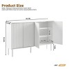 Shoe Cabinet with 5 Solid Wood Legs, Cream Style Sideboard Buffet Cabinet with Fluted Doors, Large 4-Door Storage Cabinet-Cuddlewood - 4 of 4