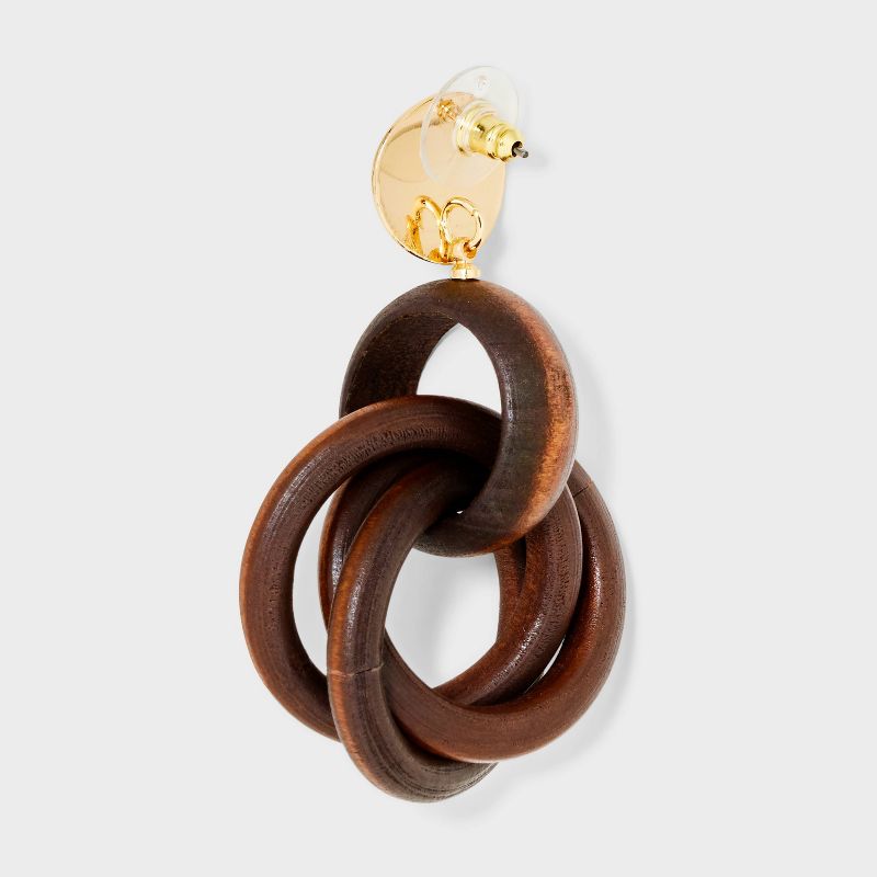 Intertwined Ring Earrings - A New Day&#8482; Gold/Brown, 4 of 13