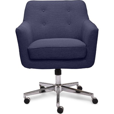 Sanctuary Blue Memory Foam Swivel Home Office Chair with Arms