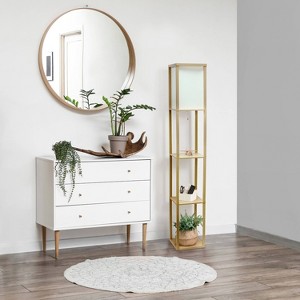 Creekwood Home Classix 62.5" Contemporary 3-Tier Storage and Display Floor Lamp with Linen Shade - 1 of 4