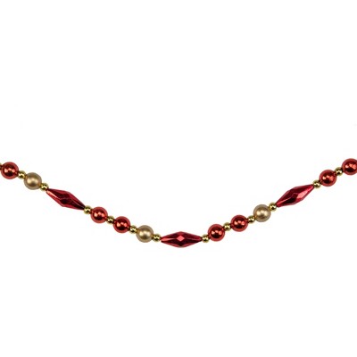 Northlight 9' x 0.5" Shiny and Matte Red Beaded Shatterproof Artificial Christmas Garland - Unlit