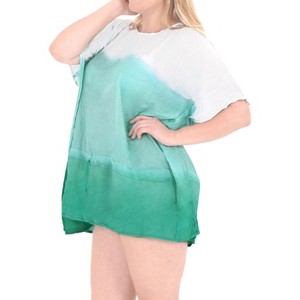 HAPPY BAY Women's Summer Loose Holiday Bathing Suit Cover Ups Vacation Beachwear Oversized Swim Suit for Women 1X-2X Green Tie Dye Design - 1 of 4