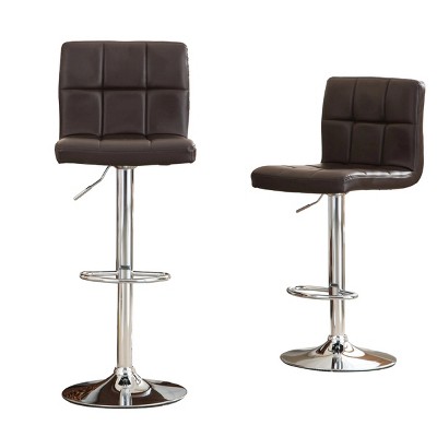 FURNIinspire Counter And Bar Stools Faux Leather Bar Stool Set of 2, Adjustable Counter Height Barstools, Kitchen Bar Chair, Brown, 17.5"*14"*42"