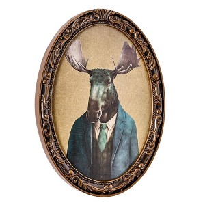 American Art Decor Down to Business Moose Ornate Oval Framed Bar Wall Decor - 1 of 4