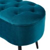 BirdRock Home Tufted Oblong Ottoman - Velvet Foot Stool - Teal - 2 of 4